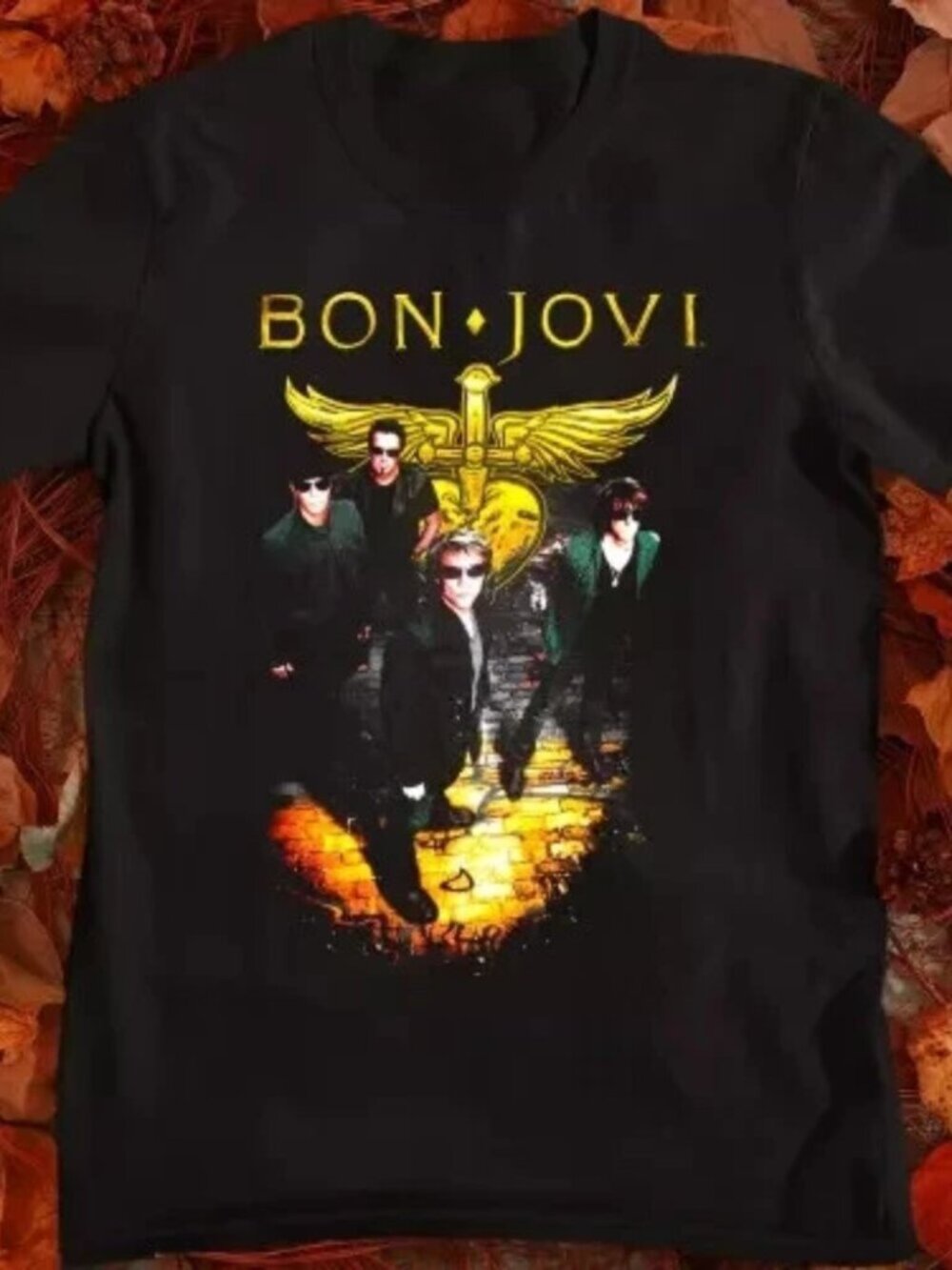 Bon Jovi Tour Concert Graphic Black Short Sleeve Unisex T Shirt